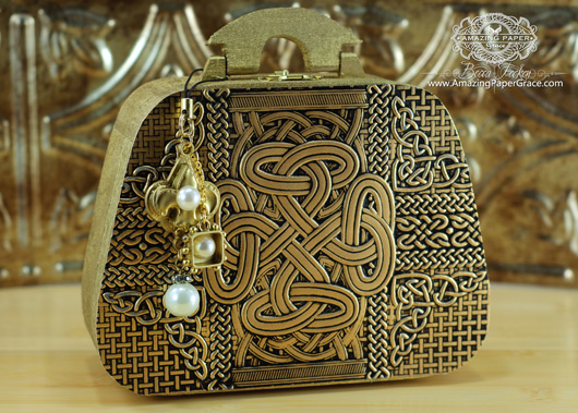 Altered Purse by Becca Feeken using Spellbinders Celtic Knot