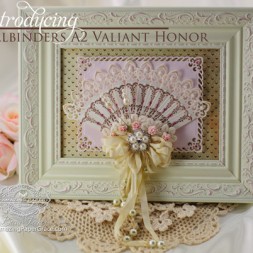 Becca Feeken Introduces Spellbinders A2 Valiant Honor with a Framed Victorian Fan