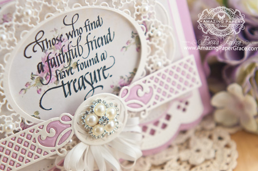 Friendship Card Making Ideas by Becca Feeken using Quietfire Design - Always Be My Friend and Spellbinders Oval Regalia and Spellbinders Romantic Agenda - www.amazingpapergrace.com