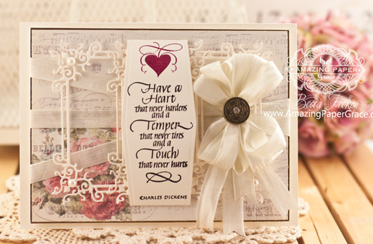Card Making Ideas by Becca Feeken using Quietfire Design - Have a Heart That Never Hardens and Spellbinders Blooming Collection and Belly Band Two - www. amazingpapergrace.com