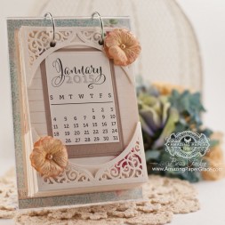 Flip Calendar on Acrylic Frame by Becca Feeken using Spellbinders Swirl Bliss and Spellbinders 5 x 7 Matting Basics A - www.amazingpapergrace.com