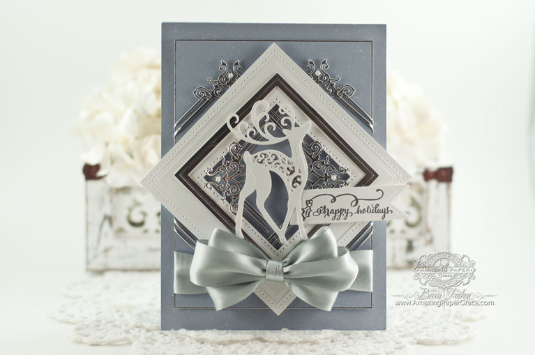 Christmas Card Making Ideas by Becca Feeken using Quietfire Design Tiny Christmas Wishes and Spellbinders Blooming Collection, Spellbinders Triple Floral - www.amazingpapergrace.com