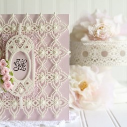 Baby Card Making Ideas by Becca Feeken using Spellbinders Radiant Rectangles, Spellbinders Renaissance Border Two, Spellbinders Renaissance Tags One - Full supply list at www.amazingpapergrace.com