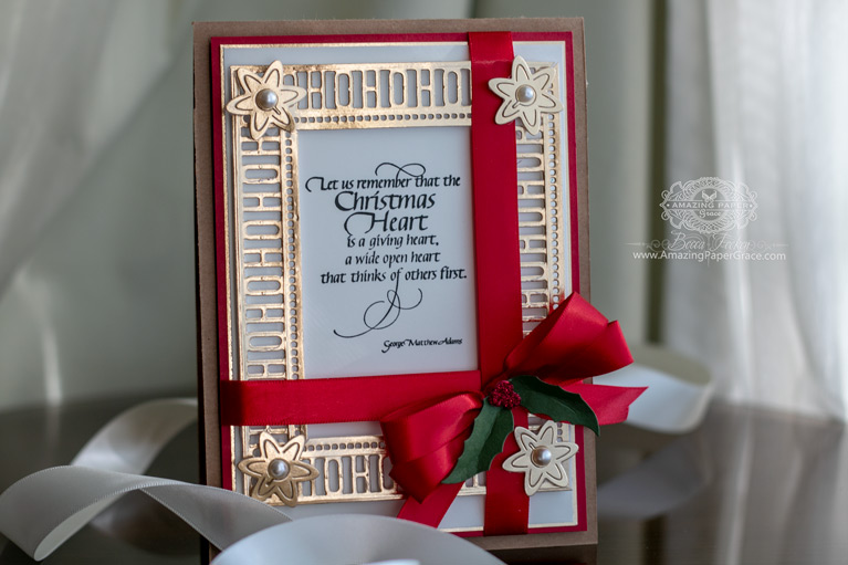 Christmas Card Making Ideas by Becca Feeken using Spellbinders Charming Holiday Words - see full supply list and giveaway info at www.amazingpapergrace.com/?p=34242
