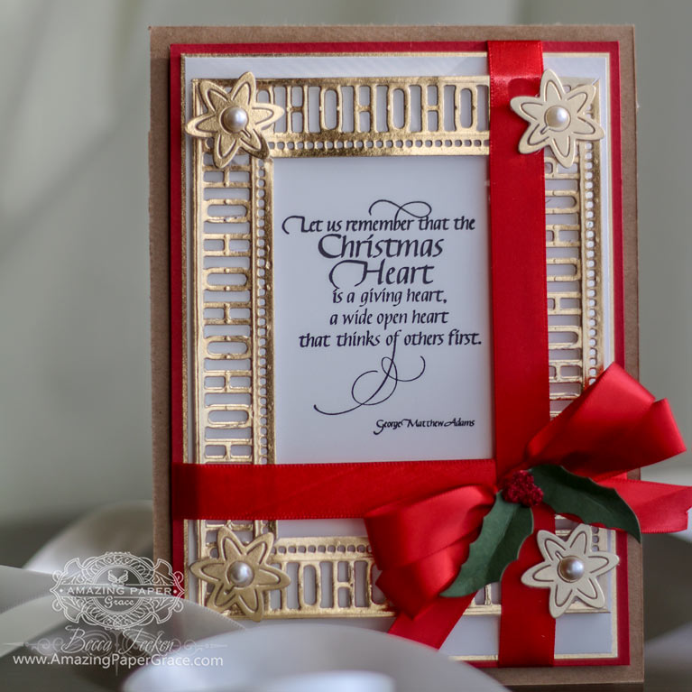 Christmas Card Making Ideas by Becca Feeken using Spellbinders Charming Holiday Words - see full supply list and giveaway info at www.amazingpapergrace.com/?p=34242